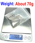 50 Pieces 3Mm By 25Mm Dowel Pins M3 Shelf Pegs Stainless Steel 304 in bag on scale showing 70g
