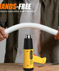 1300W Heat Gun With Adjustable Temperature And Overload Protection, Dual Gear Button Control, Yellow Nozzles, in use on a plastic tube