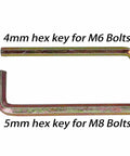 4mm and 5mm hex keys for M6 and M8 bolts in Heavy Duty Crib Hardware Screws And Barrel Nuts Set 100 Pack M6 And M8 Hex Drive.