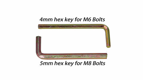 4mm and 5mm hex keys for M6 and M8 bolts in Heavy Duty Crib Hardware Screws And Barrel Nuts Set 100 Pack M6 And M8 Hex Drive.