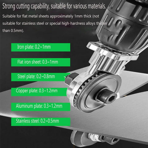 Titanium Drill Nibbler Sheet Metal Cutter Tool Fasten Your Cordless Electric Power Drill Into High Performance Shears for metal sheet cutting.