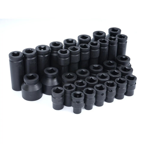 35-Piece 1/2 Inch Drive Deep Impact Socket Set With 6-Point Sockets, Heavy Duty Spindle And Axle Nut Kit, Deep Length 38mm And 78mm, Garage Ready For Car Auto Truck Repairs