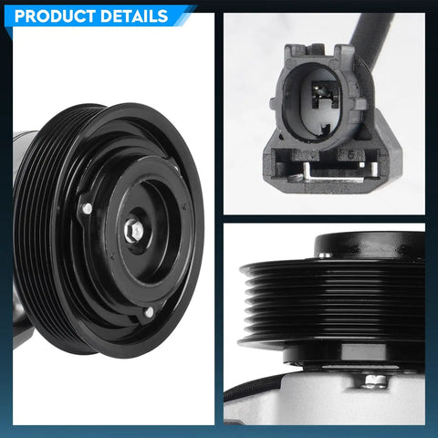 Keep Your Whip Chill With This Heavy Duty AC Compressor And Clutch Assembly For Honda Accord Crosstour Twenty Four Liter Underhood Setup close-up of black pulley and connector details.