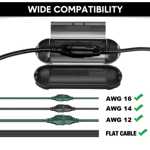 16 Pack Outdoor Extension Cord Safety Capsule Protectors for Holiday Lights with wide compatibility for AWG cables.