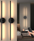 Set Of Two Rechargeable Battery Wall Sconces With Remote Dimming 3000K To 6000K Adjustable Led Light 360 Degree Rotate in matte black.