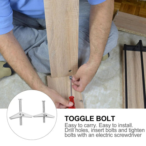 Person installing Heavy Duty Toggle Bolts and Drywall Anchors Kit 20-Piece Set with M5 5x50mm and M6 6x60mm screws