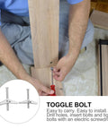 Person installing Heavy-Duty Drywall Toggle Bolts Kit, 20 Pcs M5 M6 Iron Toggle Bolts With Wing Nuts And Full-Thread Screws.