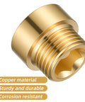 Close-up of brass shower head extension arm fitting, G1/2 male to female, corrosion-resistant, 20mm length with copper material details.