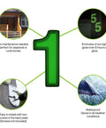 Self-Charging Outdoor Address Number 1 Waterproof Illuminated House Digit with Durable Resin Back Plate for Rural Areas