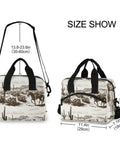 Desert Cowboy Insulated Cooler Bag 10L Leakproof Lunch Box size comparison, featuring adjustable strap and 300D Oxford fabric.