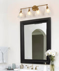 Hot Gold Bathroom Light Fixtures Modern Farmhouse Vanity Lights Over Mirror Four Light Vanity Lighting With Frosted Glass Shades