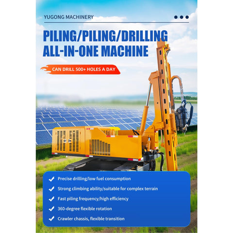 Beefy Hydraulic Guardrail Post Driver Machine For Steel Post Installations Crawler Mounted Pile Driver showcased on grass field
