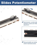 2 Pcs Linear Slide Potentiometer 10K Ohm 3 Pin With 8x8mm Knob 88mm length showing close-up and side view for electronics