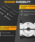 Heavy Duty 5 Ton Bearing Puller Set With 2 Inch And 3 Inch Jaws, Bearing Separator Kit featuring machined screws and chrome-plated steel