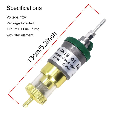 Oil Fuel Pump With Double Filter For 2KW 3KW 5KW Diesel Heater Inline Electric Dosing Pump Pulse Metering Fuel Delivery