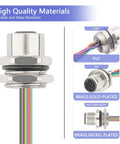 Material details of M12 12 Pin A Code Female Connector Cable 0.7 Foot IP67 featuring brass, PVC, gold and nickel plating