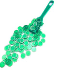 Green magnetic wand with 100 metal ringed discs, part of Magnetic Wand And Bingo Chips Set For Kids, STEM Science Kit, on white background.
