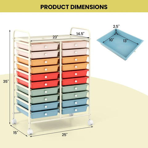 20 Drawer Rolling Cart For Easy Grab And Go Mobile Storage And Classroom Organization Ideal For Office And School Supplies