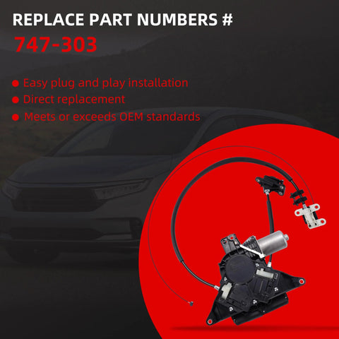 Passenger Side Sliding Door Motor And Cable Repair Kit For Odyssey 2011 Through 2017 3.5L V6 Gas displayed in front of car