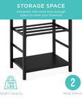Close-up of shelves on Five Piece Wrought Iron Firewood Storage Rack With All In One Tool Set For Indoor Outdoor Use Ready To Roll
