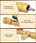 HVAC Valve Core Removal Tool Kit For Home Refrigeration, Includes 10 Valve Cores, 5 Brass Nuts, And 2 Brass Adapters For R410 R32 R22 R12 R407 R404 R600 Systems, Dual SAE 1/4 And 5/16 Ports, Great DIY Tinkering Upgrade, brass knurled fitting