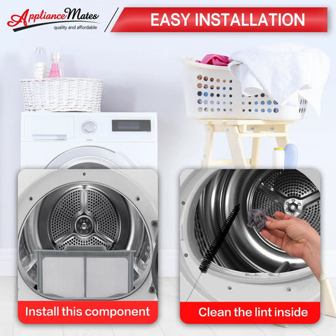 Plug-And-Play Dryer Lint Trap Filter Replacement For Samsung Dryers With Flap And Vent Cleaner Brush in use