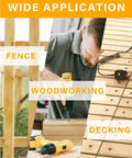 Wide application of Heavy Duty Ten By Five Inch Exterior Deck Screws In Tan Coated Carbon Steel for fencing, woodworking, and decking.