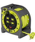 40 Ft Retractable Extension Cord Reel with 4 Grounded Outlets, Safety Overload Circuit Breaker, Power Switch, 14AWG Cable