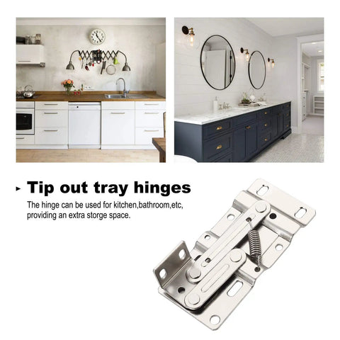 Tip Out Tray Hinges For Sink Front Drawers, Steel With Nickel Plated Finish