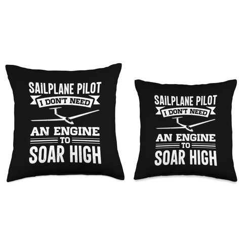 Soaring Sailplane Pilot Throw Pillow For Aviation Enthusiasts And Glider Lovers Gift For Aviation Nerds And Flight Fans Thermals