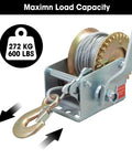 Beefy Hand Crank Boat Winch With 26.3 Ft Cable 600 Lb Capacity Portable Heavy Duty Carbon Steel Zinc Plated Rust Resistant And Weatherproof Compact 8.6 X 8.6 X 6.5 Inch Hoist Winch For Small Boats, 600 lb cable drum