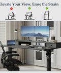 Klicelor 48X23 Inch Electric Standing Desk With Drawers Adjustable Height Small Sit Stand Desk For Home Office Compact workstation with dual monitors.