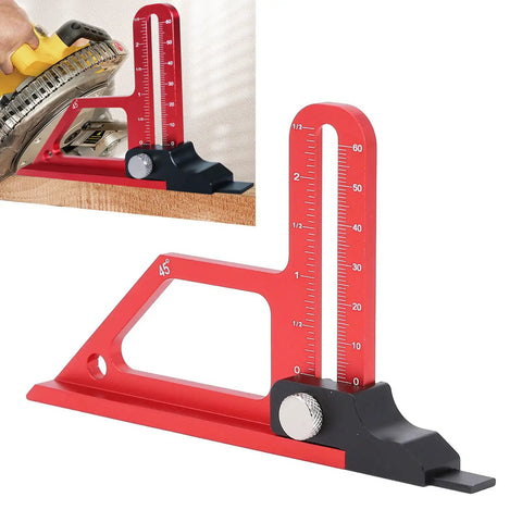 Table Saw Height Gauge 0 To 60mm Depth Setup Tool With 45 Degree Angle For Precise Alignment, shown measuring depth