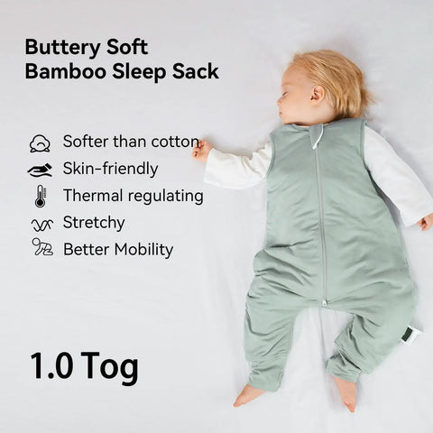 Toddler sleeping in Ultra Soft Bamboo Rayon Toddler Sleep Sack With Feet 12-24 Months 1.0 Tog Lightweight Wearable Blanket