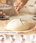 Scoring dough for All In One Sourdough Starter Kit With Round And Oval Banneton Baskets Bread Sling Starter Jar Dough Whisk.