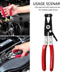 Spring Hose Clamp Kit With 121 Pieces 6 To 22mm Assortment Set Swivel Flat Band Fuel Hose Clamp Plier Silicone Vacuum Hose Clip Action Pipe Clamp For Low Pressure Air Lines Durable 65Mn Steel Construction, red-handled plier in engine bay