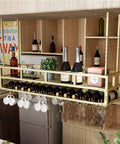 Ceiling Mounted Wine Rack With Adjustable Height Glass Holder And Bottle Shelf No Fuss Overhead Storage for Bottles and Glassware
