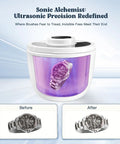 Dope High Frequency 45kHz Ultrasonic Jewelry Cleaner With 200Ml Tank showing before and after watch cleaning results