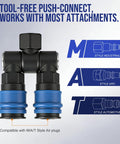 Two Way Air Hose Splitter For Compressors One Quarter NPT Quick Connect Fittings Steel Coupler With 360 Degree Swivel