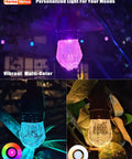 72 Ft LED Outdoor String Lights Two 36 Ft Strands Color Changing RGBW Patio Lights With Easy App Control WiFi Waterproof IP65 Diamond Acrylic Bulbs at night