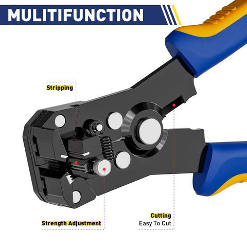 Close-up of Self Adjusting Wire Stripper And Cutter 2 In 1 Heavy Duty Automatic Wire Stripping Tool showcasing multifunctional features.