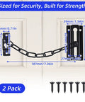 Image of 2 Pack Door Chain Lock 7.35 Inch Security Chain With 12 Screws Black For Inside Doors Easy Install Ideal For Home Apartment Hotel Bedroom