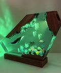 Blue Whale Resin Lamp With Wood Base RGB Ocean Nightstand Light For Coastal Home Office Decor Handcrafted Ocean Gift For Ocean Lovers