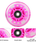 LED Light Up Inline Roller Skate Wheels Set For Indoor And Outdoor Cruising showing pink 83A PU hardness wheel