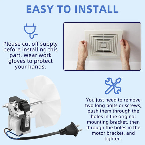 Installing Super Handy Bathroom Fan Motor Replacement Fits Nutone Broan Perfectly with instructions and tools shown