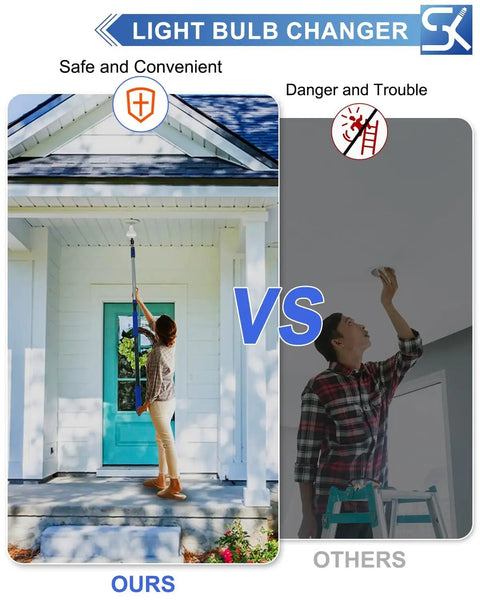 Rock Solid Telescopic Light Bulb Changing Pole With Strong Suction Grip And Swappable Baskets For High Ceilings And Recessed Lighting Built Tough For Dead Simple Twisting Up To Twenty Six Feet Long