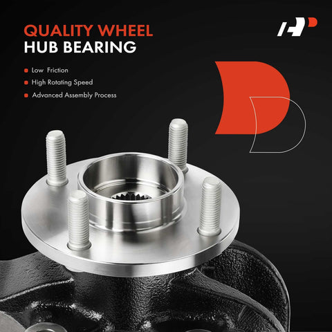 Front Right Steering Knuckle And Wheel Bearing Hub Assembly For Ford Focus 2006 2007 2008 2009 2010 2011 Passenger Side Drop In Replacement Front Suspension Fits 2011 With Four Bolt Wheels, showing close-up of hub bearing and bolts.