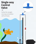 Installed view: Pawfly blue single-way aquarium air control valve for 3/16 ID tubing on air pump setup