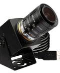 1080P USB Camera Starlight Low Light Webcam With Zoom Lens on stand, USB cable visible, for computer and laptop use, industrial machine vision