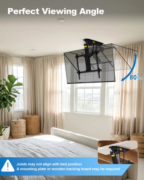 Motorized Drop Down Ceiling TV Mount Fits 32 To 70 Inch Screens With Wireless Remote Holds Up To 88 Lbs Heavy Duty Electric Lift Bracket Slick Retracting Design For Clean Modern Home Theater Setup